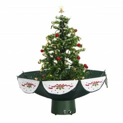 Christmas store 21 Fraser Hill Farm Let It Snow Series 29-In. Green Tree W/ Star Topper, Green Umbrella Base, Animated Musical Snow