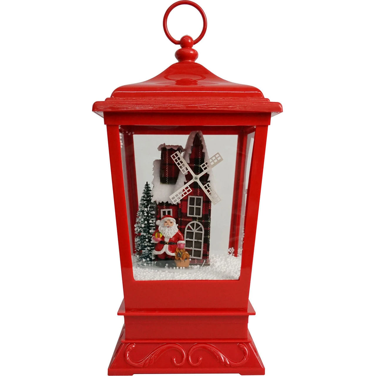 Fraser Hill Farm Let It Snow Series 15.5-In. Musical Tabletop Lantern With Santa And Windmill Scene, Cascading Snow, And Christmas Carols, Red 10 Fraser Hill Farm Let It Snow Series 15.5-In. Musical Tabletop Lantern With Santa And Windmill Scene, Cascading Snow, And Christmas Carols, Red - Image 10