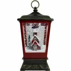 Fraser Hill Farm Let It Snow Series 15.5-In. Musical Tabletop Lantern With Flying Santa Scene, Cascading Snow, And Christmas Carols, Bronze