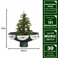 Fraser Hill Farm Let It Snow Series 29-In. Green Tree W/ Star Topper, Green Umbrella Base, Animated Musical Snow 12 Fraser Hill Farm Let It Snow Series 29-In. Green Tree W/ Star Topper, Green Umbrella Base, Animated Musical Snow -Christmas store unnamed file 216