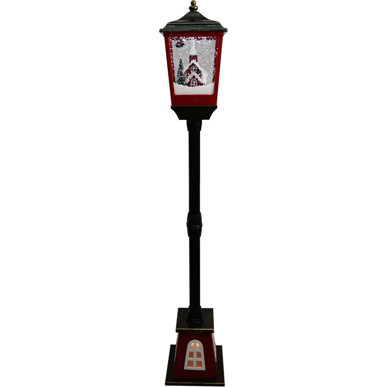 Fraser Hill Farm Let It Snow 53-In. Musical Street Lamp W/ Lighted Base, Flying Santa, Cascading Snow, And Christmas Carols, Black/Bronze/Red 1 Fraser Hill Farm Let It Snow 53-In. Musical Street Lamp W/ Lighted Base, Flying Santa, Cascading Snow, And Christmas Carols, Black/Bronze/Red