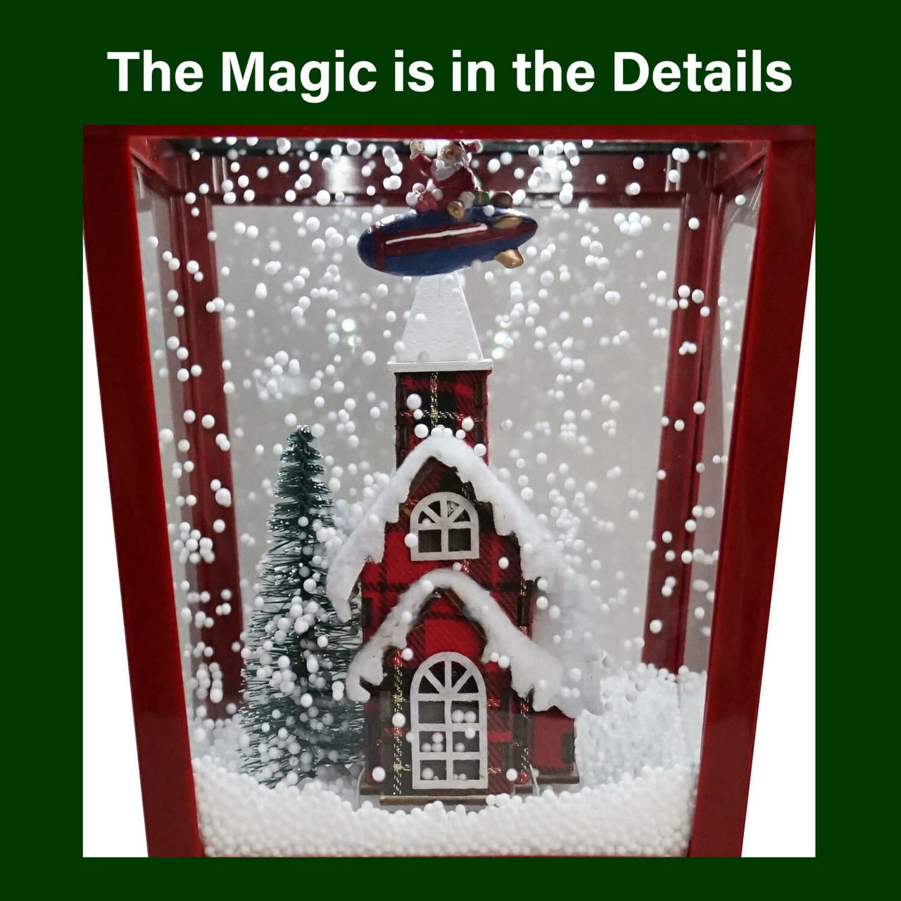 Fraser Hill Farm Let It Snow 53-In. Musical Street Lamp W/ Lighted Base, Flying Santa, Cascading Snow, And Christmas Carols, Black/Bronze/Red 4 Fraser Hill Farm Let It Snow 53-In. Musical Street Lamp W/ Lighted Base, Flying Santa, Cascading Snow, And Christmas Carols, Black/Bronze/Red - Image 4