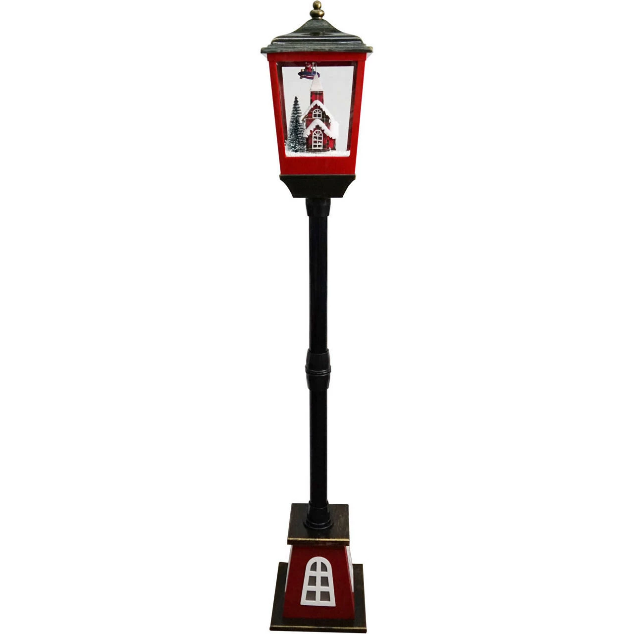 Fraser Hill Farm Let It Snow 53-In. Musical Street Lamp W/ Lighted Base, Flying Santa, Cascading Snow, And Christmas Carols, Black/Bronze/Red 11 Fraser Hill Farm Let It Snow 53-In. Musical Street Lamp W/ Lighted Base, Flying Santa, Cascading Snow, And Christmas Carols, Black/Bronze/Red - Image 11
