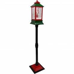 Fraser Hill Farm Let It Snow Series 49-In. Musical Mini Street Lamp With Santa Scene, Cascading Snow, And Christmas Carols, Black/Red/Green -Christmas store unnamed file 2219