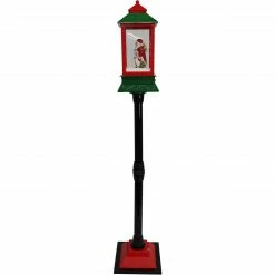 Fraser Hill Farm Let It Snow Series 49-In. Musical Mini Street Lamp With Santa Scene, Cascading Snow, And Christmas Carols, Black/Red/Green -Christmas store unnamed file 2221