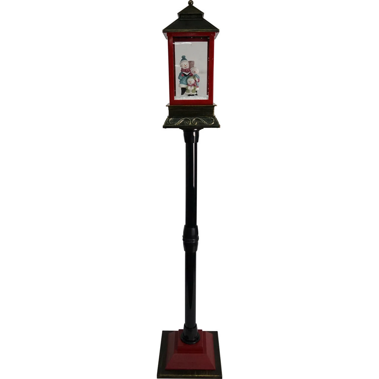 Fraser Hill Farm Let It Snow Series 49-In. Musical Mini Street Lamp With Snow Family, Cascading Snow, And Christmas Carols, Black/Bronze/Red 10 Fraser Hill Farm Let It Snow Series 49-In. Musical Mini Street Lamp With Snow Family, Cascading Snow, And Christmas Carols, Black/Bronze/Red - Image 10