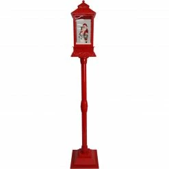 Fraser Hill Farm Let It Snow Series 49-In. Musical Mini Street Lamp With Santa And Snowman Scene, Cascading Snow, And Christmas Carols, Red -Christmas store unnamed file 2246