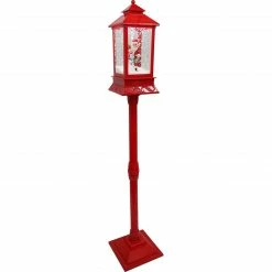 Fraser Hill Farm Let It Snow Series 49-In. Musical Mini Street Lamp With Santa And Snowman Scene, Cascading Snow, And Christmas Carols, Red -Christmas store unnamed file 2247