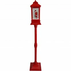 Fraser Hill Farm Let It Snow Series 49-In. Musical Mini Street Lamp With Santa And Snowman Scene, Cascading Snow, And Christmas Carols, Red -Christmas store unnamed file 2249