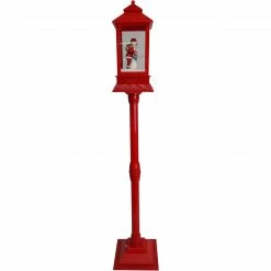 Fraser Hill Farm Let It Snow Series 49-In. Musical Mini Street Lamp With Santa And Snowman Scene, Cascading Snow, And Christmas Carols, Red -Christmas store unnamed file 2250