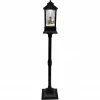Fraser Hill Farm Let It Snow Series 49-In. Musical Mini Street Lamp W/ Santa And Mrs. Claus Scene, Cascading Snow, And Christmas Carols, Black