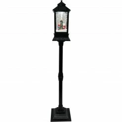 Christmas store 7 Fraser Hill Farm Let It Snow Series 49-In. Musical Mini Street Lamp W/ Santa And Mrs. Claus Scene, Cascading Snow, And Christmas Carols, Black