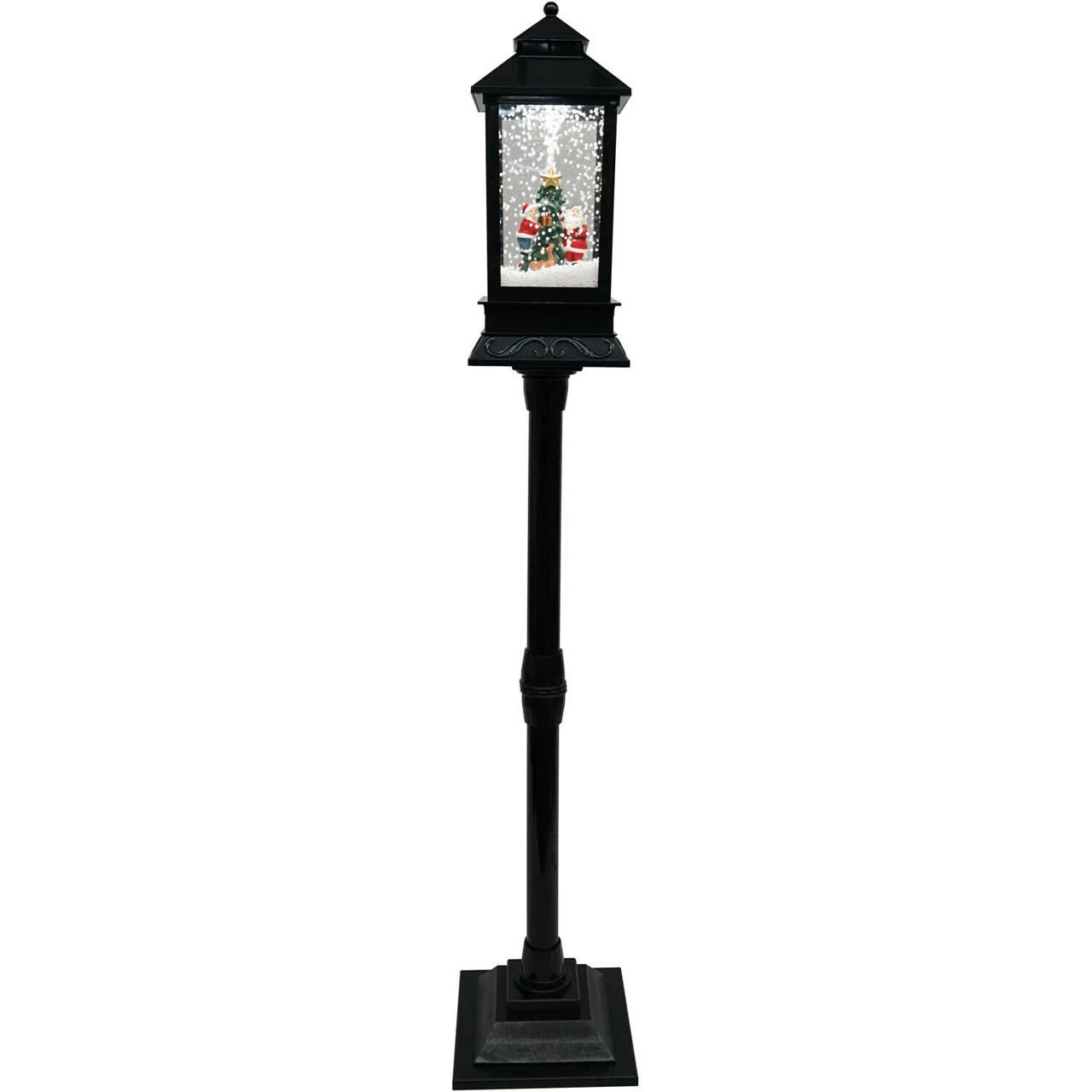 Fraser Hill Farm Let It Snow Series 49-In. Musical Mini Street Lamp W/ Santa And Mrs. Claus Scene, Cascading Snow, And Christmas Carols, Black 1 Fraser Hill Farm Let It Snow Series 49-In. Musical Mini Street Lamp W/ Santa And Mrs. Claus Scene, Cascading Snow, And Christmas Carols, Black