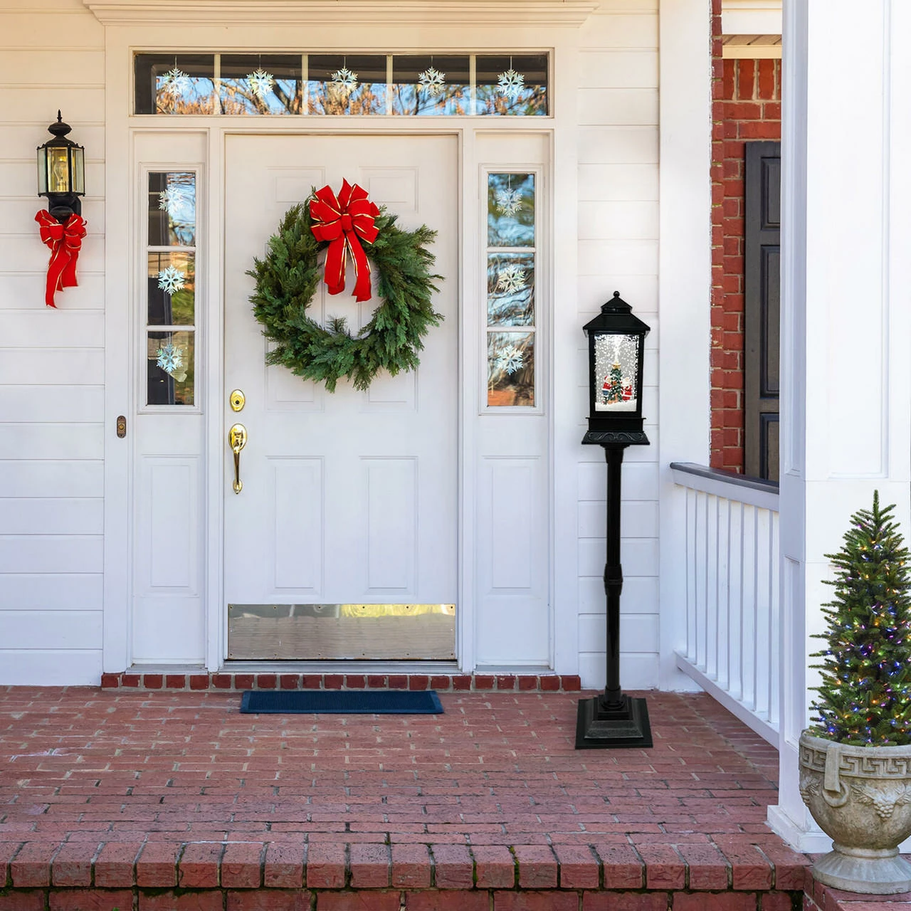 Fraser Hill Farm Let It Snow Series 49-In. Musical Mini Street Lamp W/ Santa And Mrs. Claus Scene, Cascading Snow, And Christmas Carols, Black 2 Fraser Hill Farm Let It Snow Series 49-In. Musical Mini Street Lamp W/ Santa And Mrs. Claus Scene, Cascading Snow, And Christmas Carols, Black - Image 2