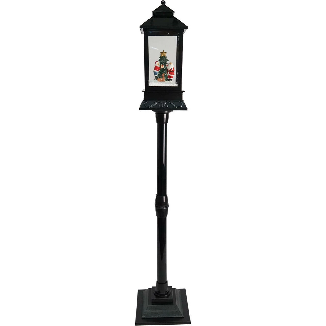 Fraser Hill Farm Let It Snow Series 49-In. Musical Mini Street Lamp W/ Santa And Mrs. Claus Scene, Cascading Snow, And Christmas Carols, Black 8 Fraser Hill Farm Let It Snow Series 49-In. Musical Mini Street Lamp W/ Santa And Mrs. Claus Scene, Cascading Snow, And Christmas Carols, Black - Image 8