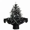 Fraser Hill Farm Let It Snow Series 29-In. Black Tree W/ Star Topper, Black Umbrella Base, Animated Musical Snow