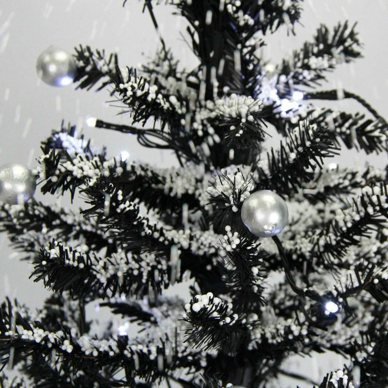 Fraser Hill Farm Let It Snow Series 29-In. Black Tree W/ Star Topper, Black Umbrella Base, Animated Musical Snow 4 Fraser Hill Farm Let It Snow Series 29-In. Black Tree W/ Star Topper, Black Umbrella Base, Animated Musical Snow - Image 4