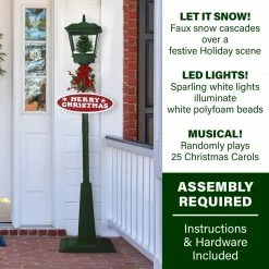 Fraser Hill Farm Let It Snow Series 71-In. Square Street Lamp With Christmas Tree, Animated Musical Snow Decoration, Green 18 Fraser Hill Farm Let It Snow Series 71-In. Square Street Lamp With Christmas Tree, Animated Musical Snow Decoration, Green -Christmas store unnamed file 2291