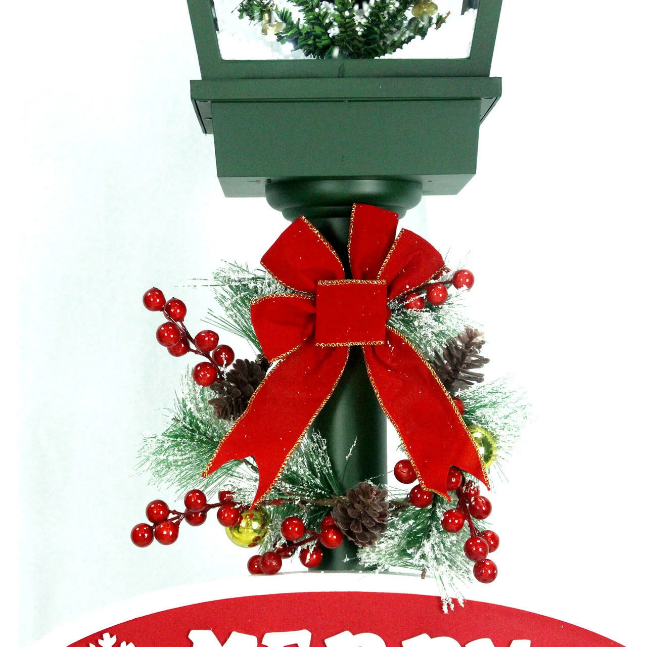 Fraser Hill Farm Let It Snow Series 71-In. Square Street Lamp With Christmas Tree, Animated Musical Snow Decoration, Green 8 Fraser Hill Farm Let It Snow Series 71-In. Square Street Lamp With Christmas Tree, Animated Musical Snow Decoration, Green - Image 8