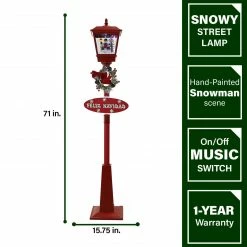Fraser Hill Farm Let It Snow Series 71" Musical Street Lamp In Red W/ Snowman Trio, 2 Signs, Cascading Snow, Carols 11 Fraser Hill Farm Let It Snow Series 71" Musical Street Lamp In Red W/ Snowman Trio, 2 Signs, Cascading Snow, Carols -Christmas store unnamed file 2305