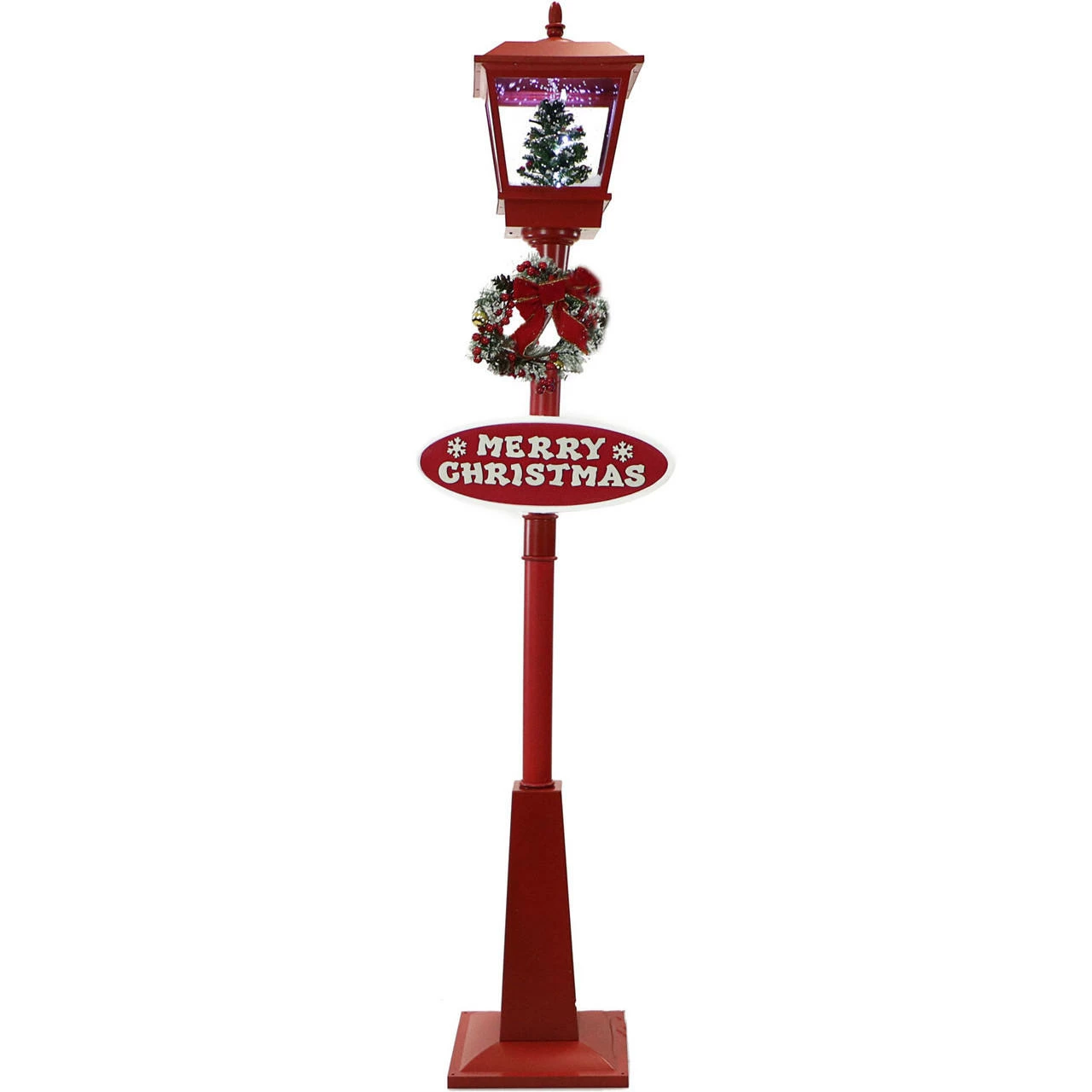 Fraser Hill Farm Let It Snow Series 71" Musical Street Lamp In Red W/ Christmas Tree, 2 Signs, Cascading Snow, Music 1 Fraser Hill Farm Let It Snow Series 71" Musical Street Lamp In Red W/ Christmas Tree, 2 Signs, Cascading Snow, Music