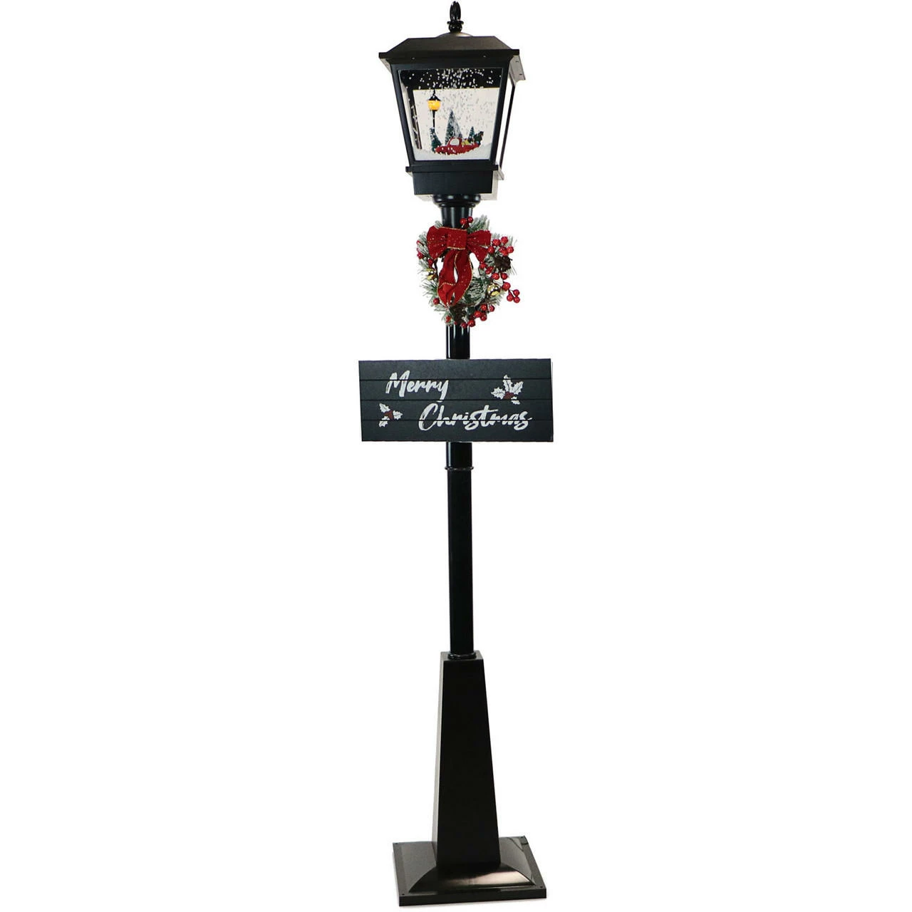 Fraser Hill Farm Let It Snow Series 71" Musical Street Lamp In Black W/ Car, 2 Signs, Cascading Snow, And Carols 1 Fraser Hill Farm Let It Snow Series 71" Musical Street Lamp In Black W/ Car, 2 Signs, Cascading Snow, And Carols