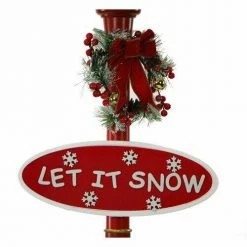 Fraser Hill Farm Let It Snow Series 69" Snow Globe Lamp Post In Red W/ Santa, 2 Signs, Cascading Snow, Carols -Christmas store unnamed file 2332