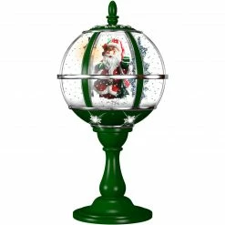 Fraser Hill Farm Let It Snow Series 23" Musical Tabletop Globe In Green Featuring Santa Scene And Snow