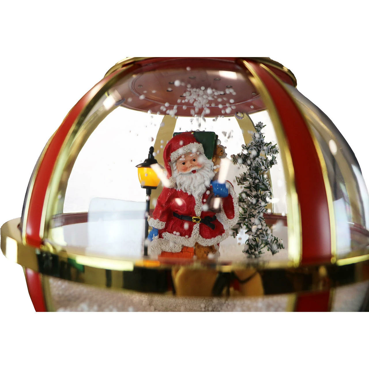 Fraser Hill Farm Let It Snow Series 69" Musical Globe Lamp Post In Red Featuring Santa Scene And Snow 2 Fraser Hill Farm Let It Snow Series 69" Musical Globe Lamp Post In Red Featuring Santa Scene And Snow - Image 2
