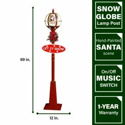 Fraser Hill Farm Let It Snow Series 69" Musical Globe Lamp Post In Red Featuring Santa Scene And Snow 11 Fraser Hill Farm Let It Snow Series 69" Musical Globe Lamp Post In Red Featuring Santa Scene And Snow -Christmas store unnamed file 2364