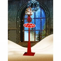 Fraser Hill Farm Let It Snow Series 69" Musical Globe Lamp Post In Red Featuring Santa Scene And Snow 14 Fraser Hill Farm Let It Snow Series 69" Musical Globe Lamp Post In Red Featuring Santa Scene And Snow -Christmas store unnamed file 2367
