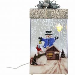 Fraser Hill Farm Let It Snow Series 12-In. Christmas Gift Shadowbox W/ Snowman Silver Bow, Animated Musical Snow -Christmas store unnamed file 2371