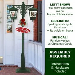 Fraser Hill Farm Let It Snow Series 74-In. Double Street Lamp W/ 1 Santa, 1 Snowman, Animated Musical Snow 16 Fraser Hill Farm Let It Snow Series 74-In. Double Street Lamp W/ 1 Santa, 1 Snowman, Animated Musical Snow -Christmas store unnamed file 2380