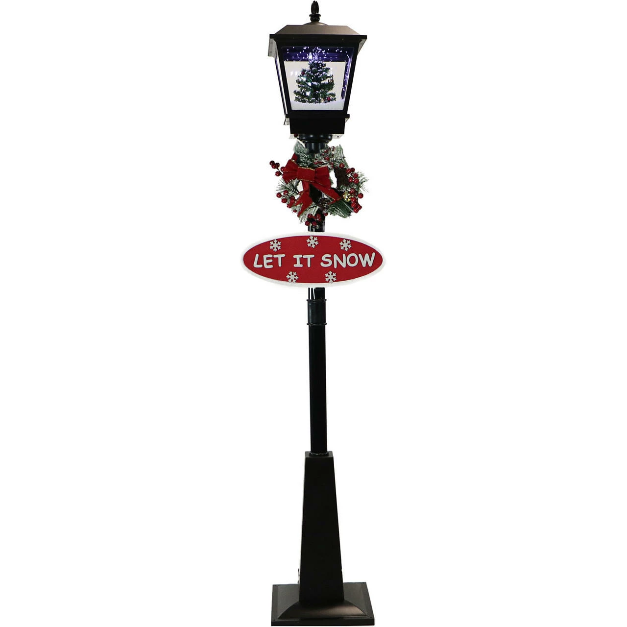 Fraser Hill Farm Let It Snow Series 71" Musical Street Lamp, Black W/ Christmas Tree, 2 Signs, Cascading Snow, Music 1 Fraser Hill Farm Let It Snow Series 71" Musical Street Lamp, Black W/ Christmas Tree, 2 Signs, Cascading Snow, Music