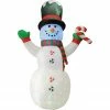 Fraser Hill Farm 8-Ft. Pre-Lit Multi-Color Inflatable Snowman with Peppermint Buttons And Candy Cane