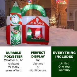 Alternative view of Fraser Hill Farm 6-Ft. Wide Pre-Lit Inflatable Santa's Workshop