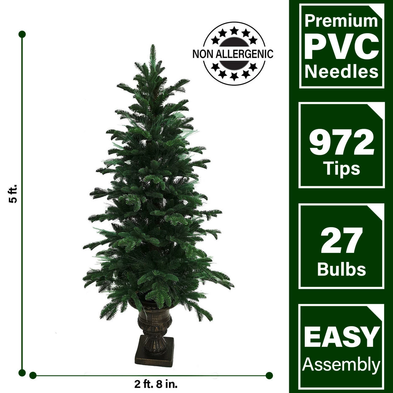 Fraser Hill Farm Indoor 5-Ft. Optic Prelit Christmas Tree In Decorative Pot With LED Fairy Lights 2 Fraser Hill Farm Indoor 5-Ft. Optic Prelit Christmas Tree In Decorative Pot With LED Fairy Lights - Image 2