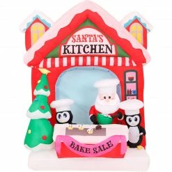 Fraser Hill Farm 7-Ft. Tall Pre-Lit Inflatable Santa's Kitchen