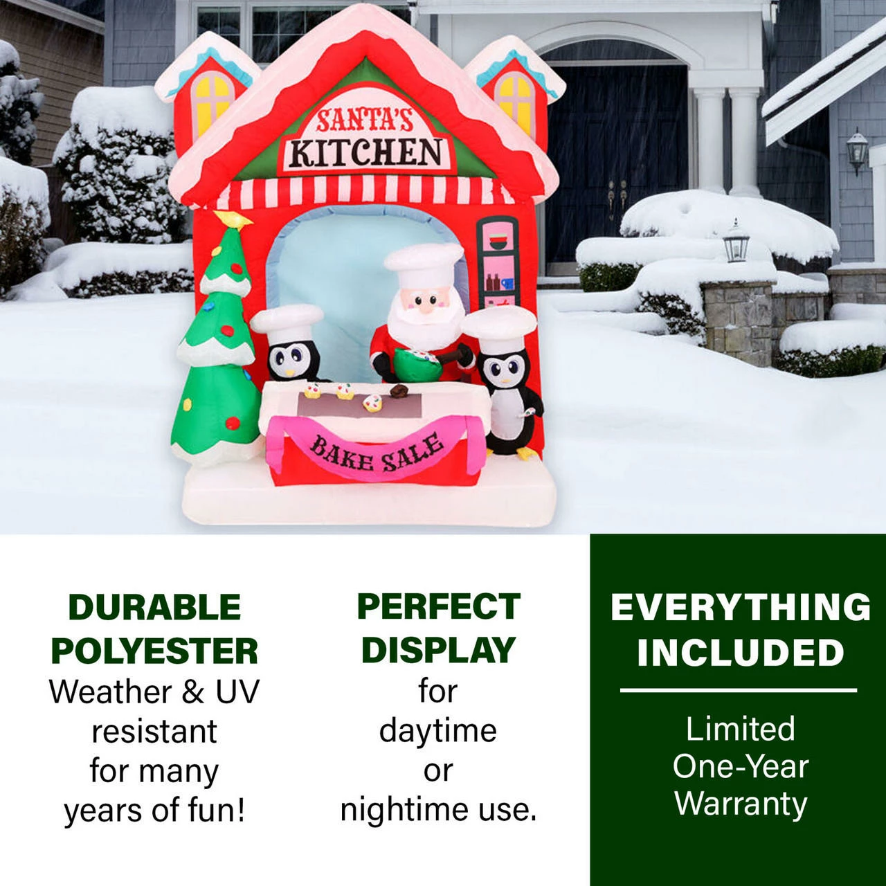 Fraser Hill Farm 7-Ft. Tall Pre-Lit Inflatable Santa's Kitchen 2 Fraser Hill Farm 7-Ft. Tall Pre-Lit Inflatable Santa's Kitchen - Image 2