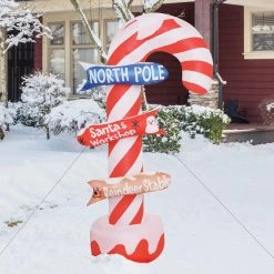 Fraser Hill Farm 6-Ft. Pre-Lit Inflatable Candy Cane Direction Sign -Christmas store unnamed file 2514