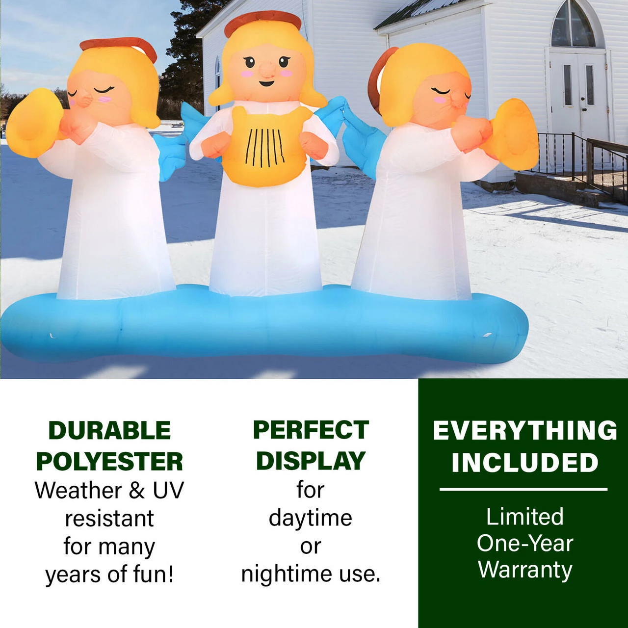 Fraser Hill Farm 8-Ft. Pre-Lit Inflatable Angel Trio 2 Fraser Hill Farm 8-Ft. Pre-Lit Inflatable Angel Trio - Image 2