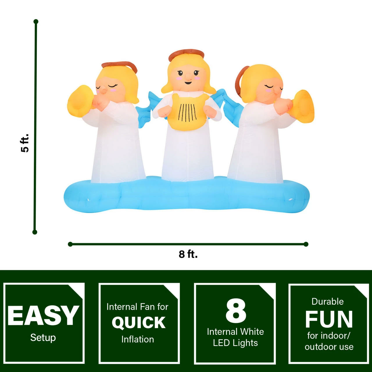Fraser Hill Farm 8-Ft. Pre-Lit Inflatable Angel Trio 3 Fraser Hill Farm 8-Ft. Pre-Lit Inflatable Angel Trio - Image 3