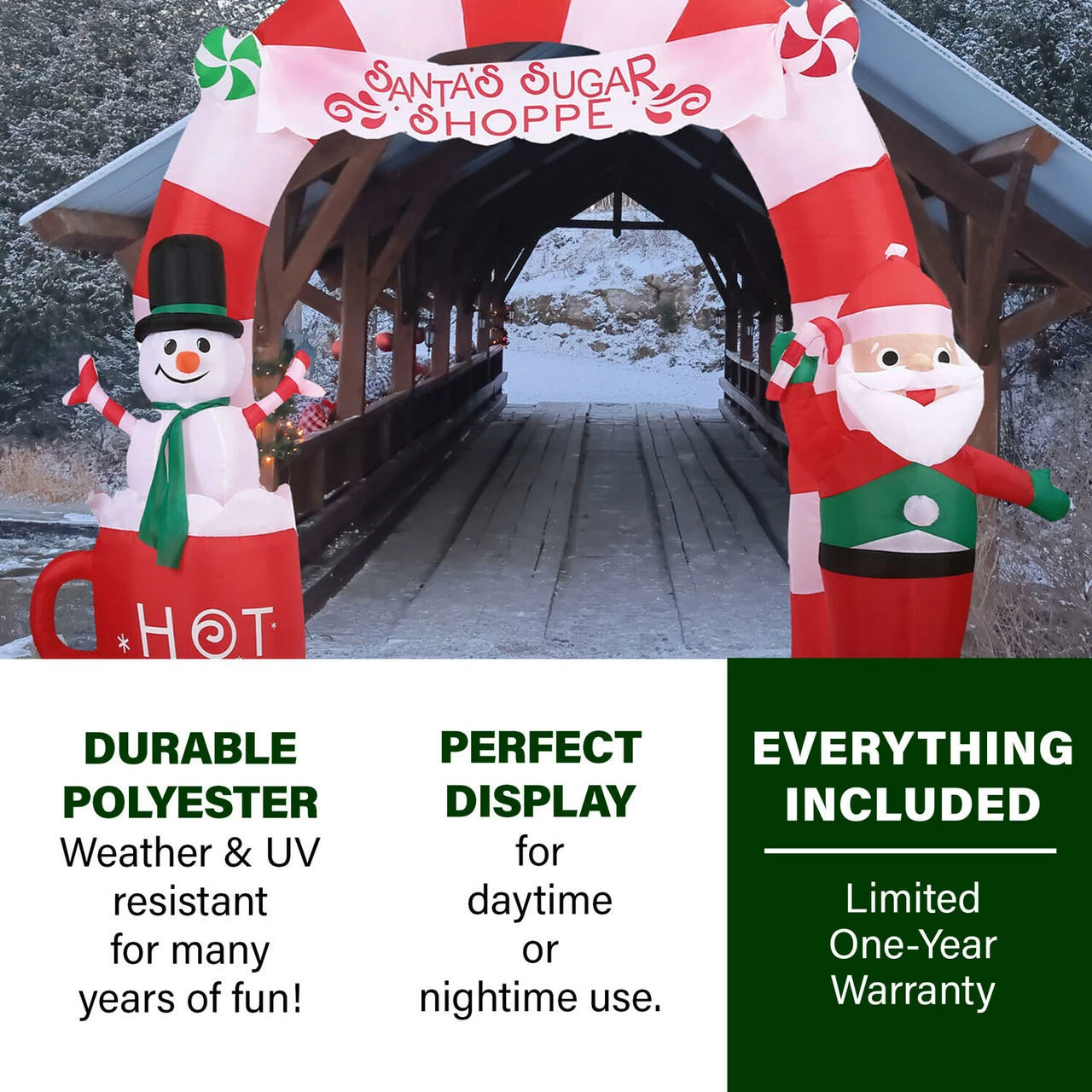 Fraser Hill Farm 9-Ft. Wide Pre-Lit Inflatable Candy Cane Arch 2 Fraser Hill Farm 9-Ft. Wide Pre-Lit Inflatable Candy Cane Arch - Image 2