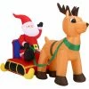 Fraser Hill Farm 4-Ft. Tall Pre-Lit Inflatable Santa In Sleigh