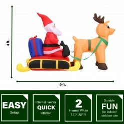 Fraser Hill Farm 4-Ft. Tall Pre-Lit Inflatable Santa In Sleigh 13 Fraser Hill Farm 4-Ft. Tall Pre-Lit Inflatable Santa In Sleigh -Christmas store unnamed file 2571