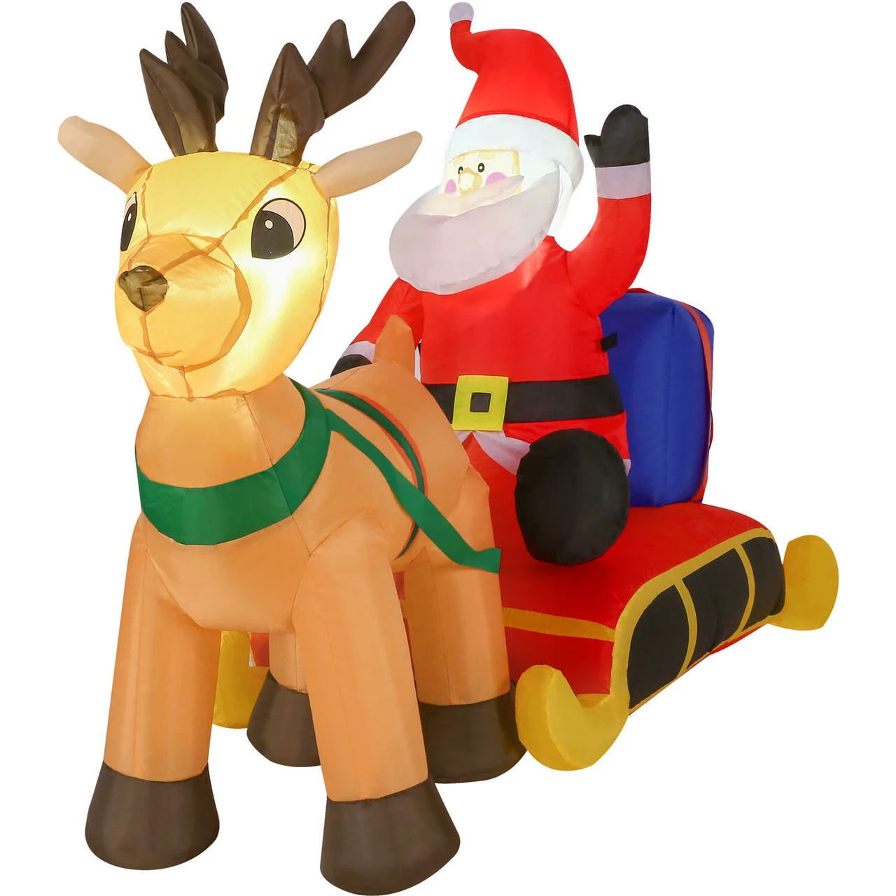 Fraser Hill Farm 4-Ft. Tall Pre-Lit Inflatable Santa In Sleigh 6 Fraser Hill Farm 4-Ft. Tall Pre-Lit Inflatable Santa In Sleigh - Image 6