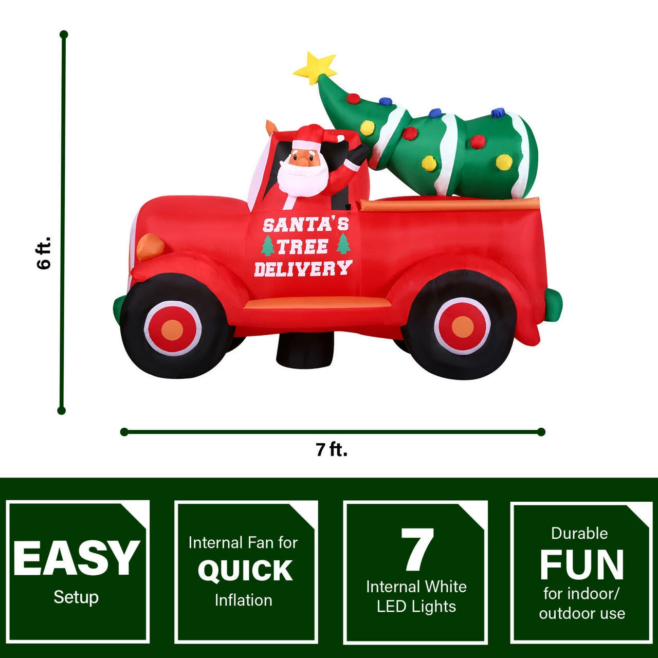 Fraser Hill Farm 6-Ft. Tall Pre-Lit Inflatable Christmas Pickup Truck 3 Fraser Hill Farm 6-Ft. Tall Pre-Lit Inflatable Christmas Pickup Truck - Image 3