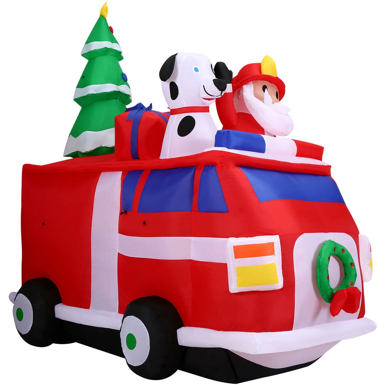 Fraser Hill Farm 7-Ft. Pre-Lit Inflatable Santa In Fire Truck, 1 Fraser Hill Farm 7-Ft. Pre-Lit Inflatable Santa In Fire Truck,