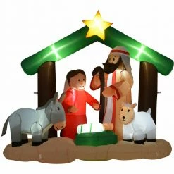 Fraser Hill Farm 7-Ft. Nativity Mary, Joseph, Baby Jesus, Animals, Inflatable W/ Lights, Storage Bag -Christmas store unnamed file 2668