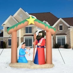 Alternative view of Fraser Hill Farm 7-Ft. Nativity W/ Mary, Joseph, And Baby Jesus, Inflatable W/ Lights, Storage Bag